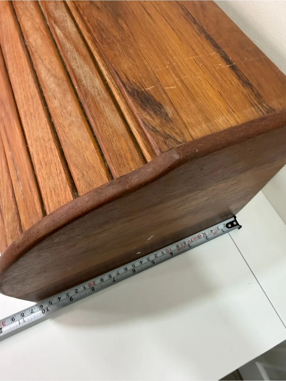 Vintage Goodwood Genuine Teak Roll Top Bread Box MCM Thailand